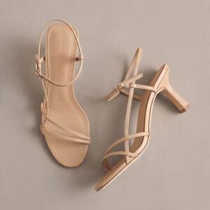 Quince Nude Strappy Mid-Heel Sandals